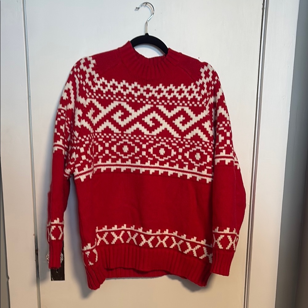 Hallow Red and White Sweater. Heavy weight